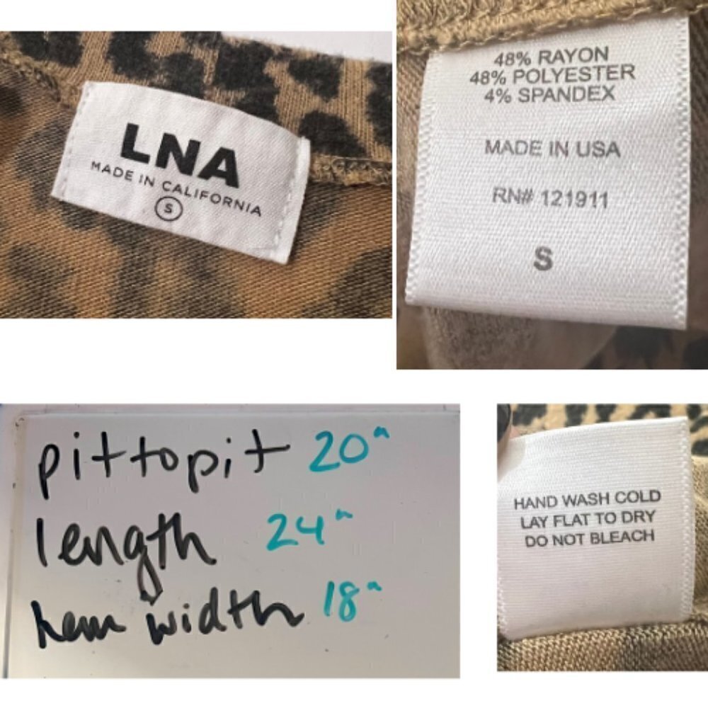 LNA Leopard Animal Print Raglan Brushed Knit Long Sleeve Top Size S - Picture 7 of 11